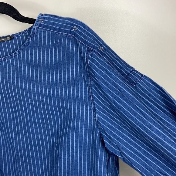 Zara Trafuluc Pinstripe Embroidered Veggies Chambray Top size S - Picture 9 of 13